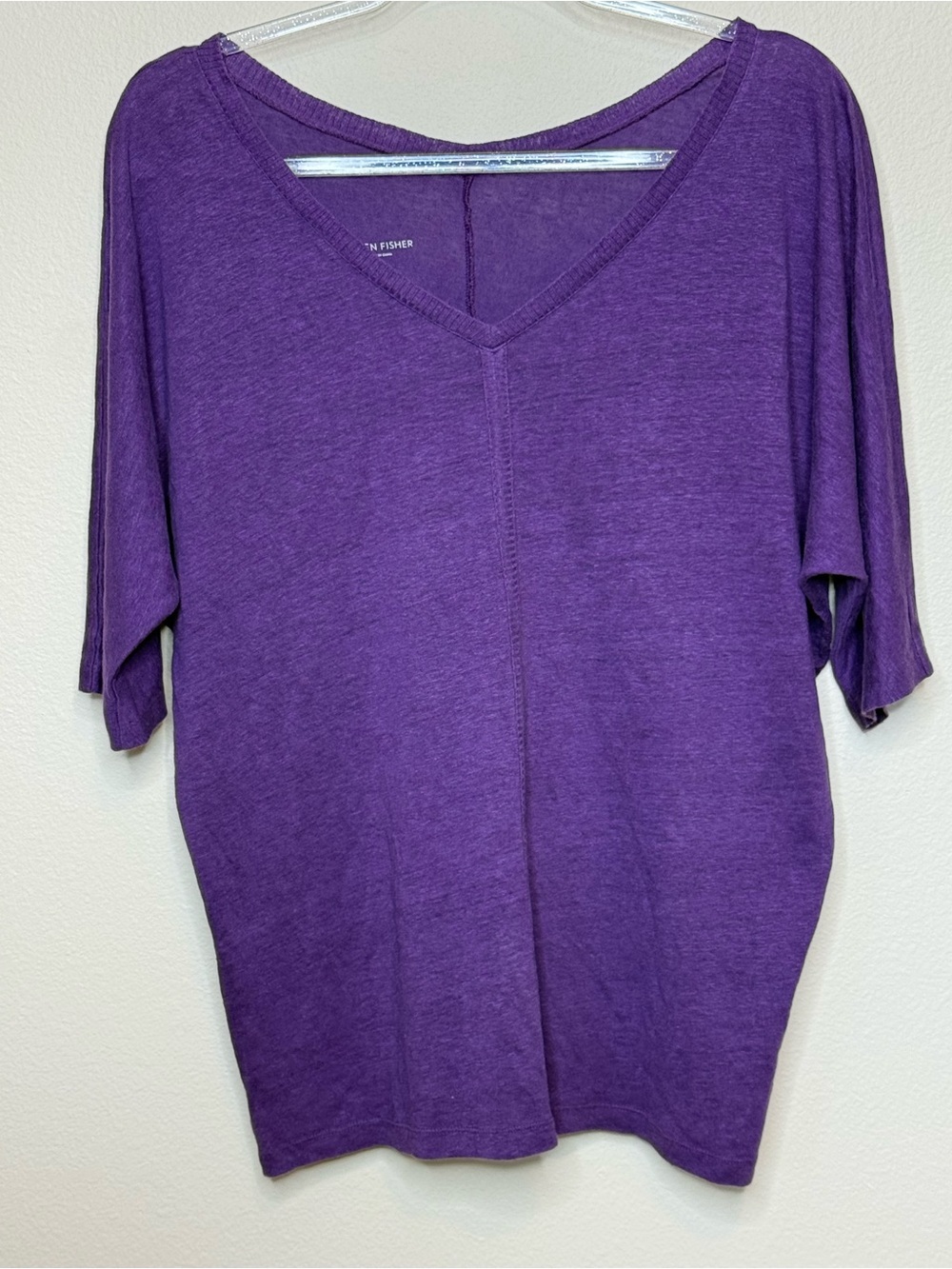 Eileen Fisher Purple Linen V-Neck Dolman Sleeve Tunic Top small